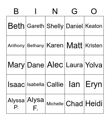 Fun Fact Bingo Card