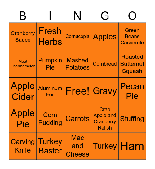 Thanksgiving Essentials Bingo Card