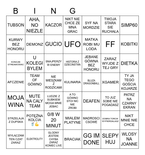 MAMON BINGO Card