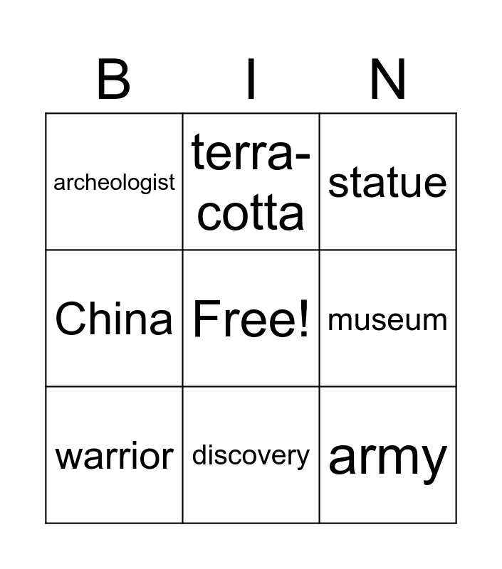 Kindergarten BINGO Card