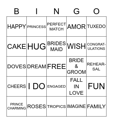 Bridal Shower Bingo Card