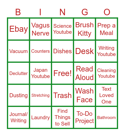 Productivity Bingo Card