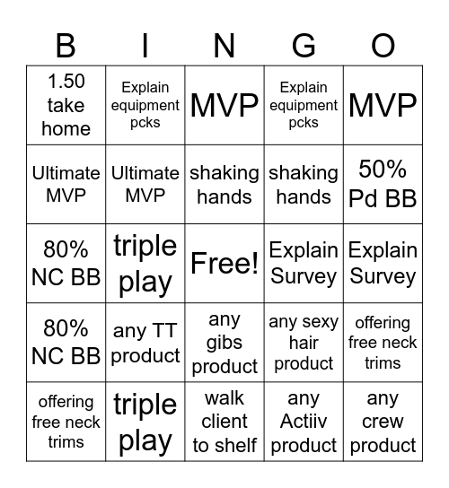 5 Point Play Bingo Card