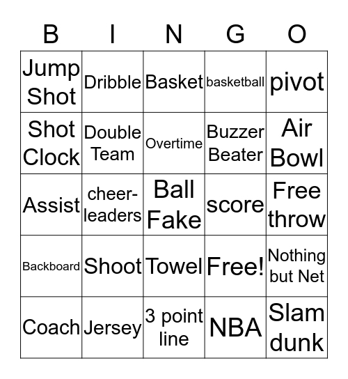 Basketball Bingo Card