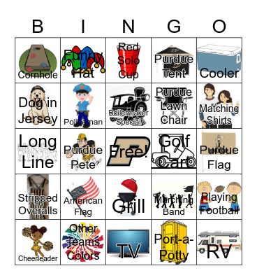 Purdue Tailgate Bingo Card