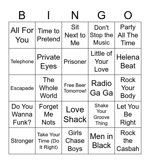 Double Clap Bingo Card