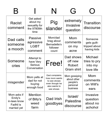 Thanksgiving Bingo Card