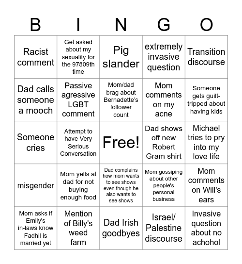 Thanksgiving Bingo Card