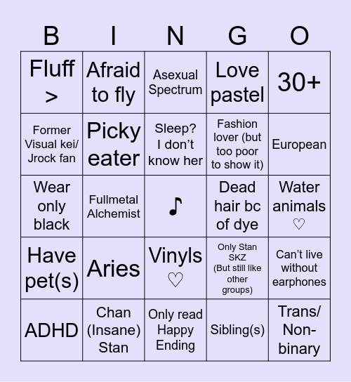 Faelicks Bingo Card