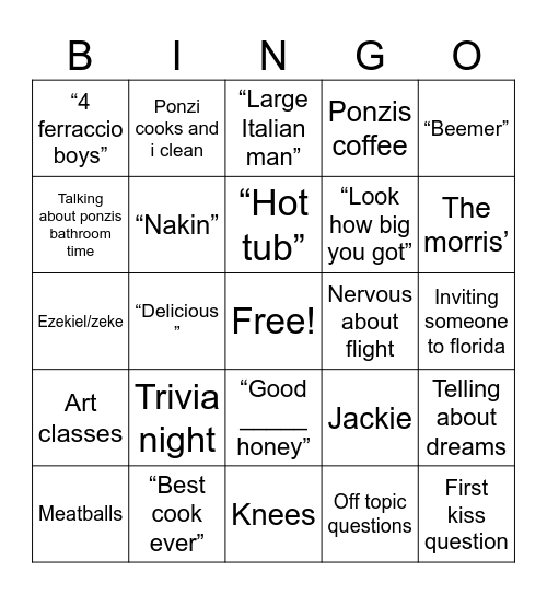 G Bingo Card
