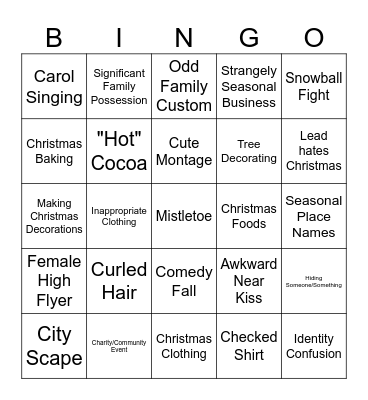 Bad Christmas Movie Bingo Card