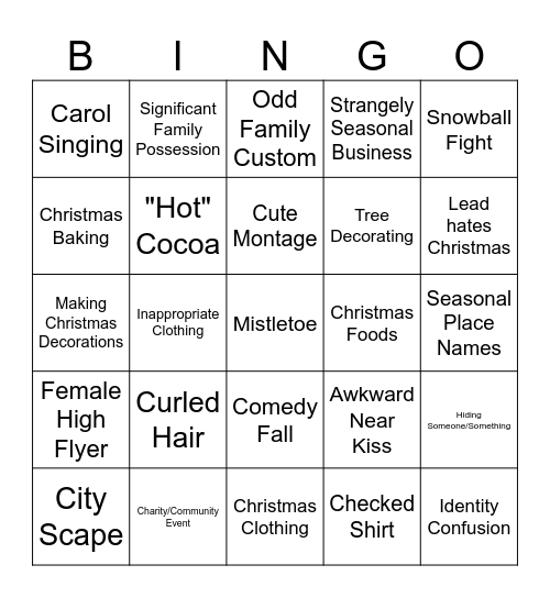 Bad Christmas Movie Bingo Card