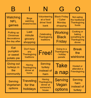 Thanksgiving Bingo Card