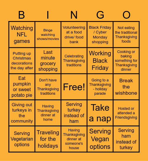 Thanksgiving Bingo Card