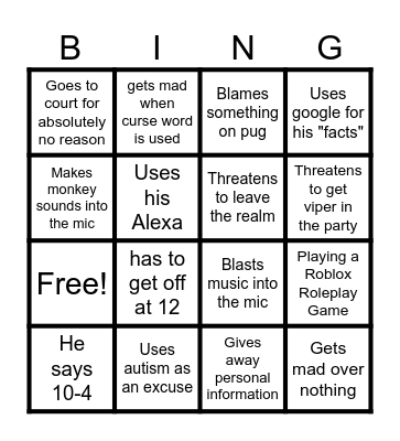 Kman Bingo Card