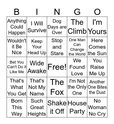 Musical Bingo Card