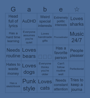 Gabe's bingo Card