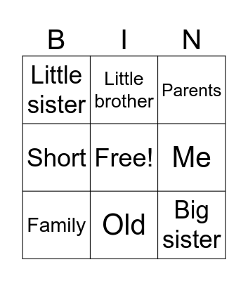 Family bingo Card