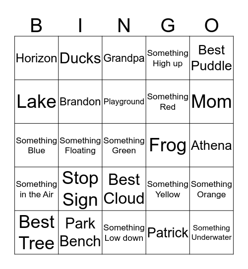 Photo Bingo Card