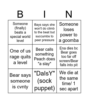 Mario Wonder Bingo Card