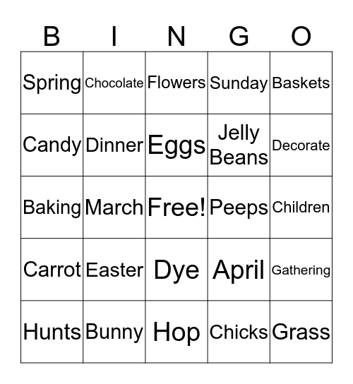 Easter Bingo  Bingo Card