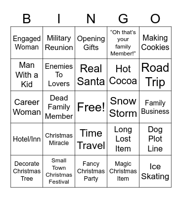 Hallmark Movies Bingo Card