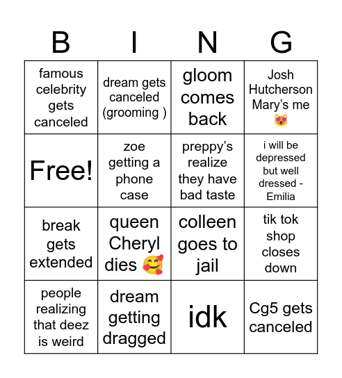 2023 bingo card(nov-dec) Bingo Card