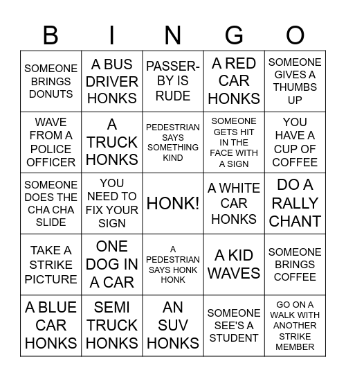 PICKETING BINGO Card