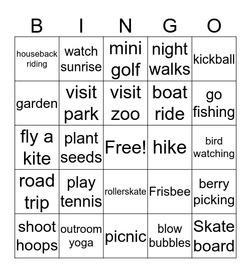 Spring Time Bingo Card