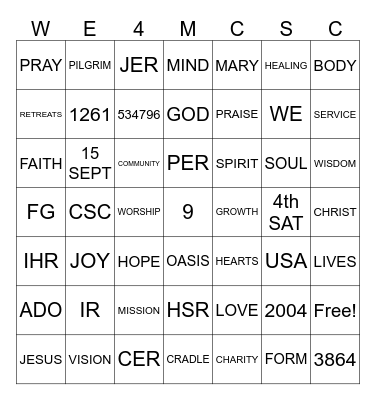 CSC Community Retreat 2023 BINGO Card