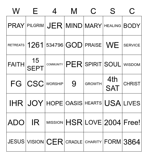 CSC Community Retreat 2023 BINGO Card