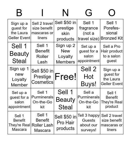 Ulta Beauty Bingo (Get a Bingo, Get a Gratis!) Bingo Card