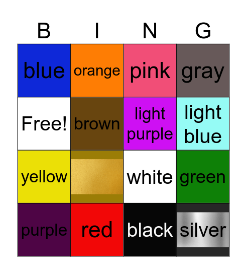 Color Bingo Card