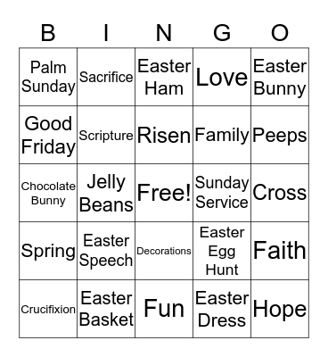 Easter Bingo Card