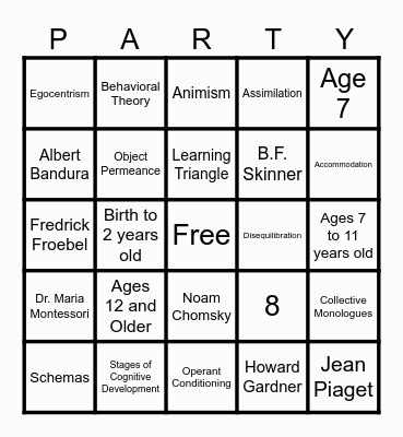 Theory Party!! Bingo Card