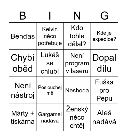 MDT - bingo Card