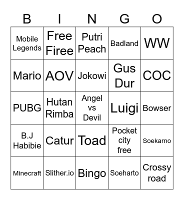 Abim Bingo Card