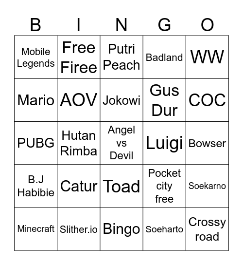 Abim Bingo Card