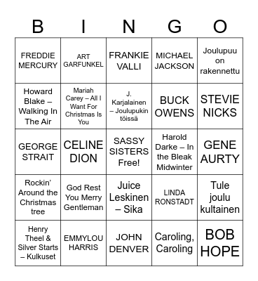 MUSIC! MUSIC! MUSIC! Bingo Card