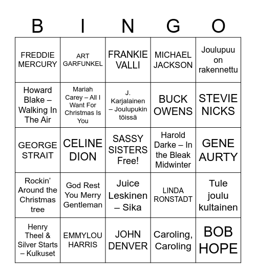 MUSIC! MUSIC! MUSIC! Bingo Card