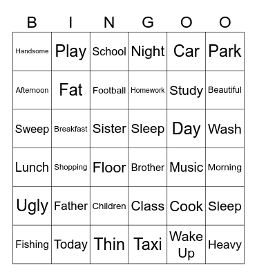 Daily Life Bingo Card