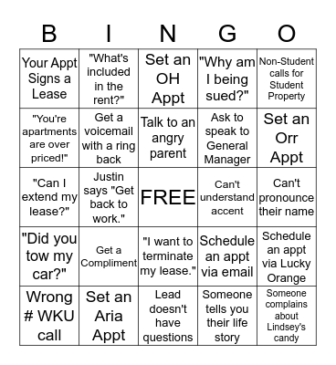 Sales Bingo Card