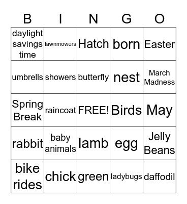 Spring Bingo Card