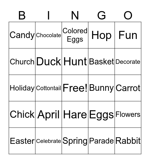 Easter Bingo Card