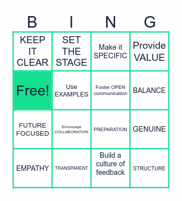 Delivering Effective Feedback Bingo Card
