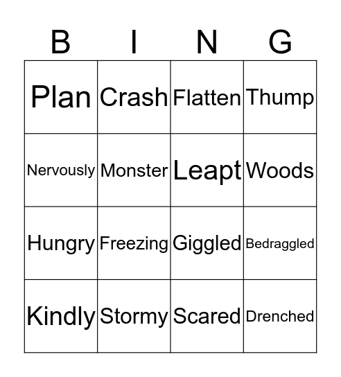 The Monster of the Woods Bingo Card
