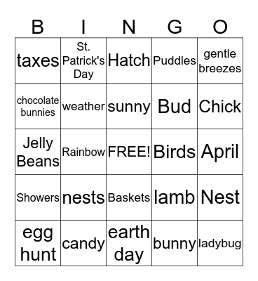 Spring Bingo Card