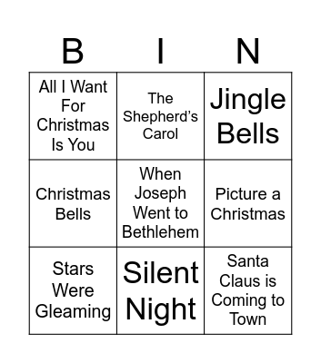 Christmas Songs Bingo Card