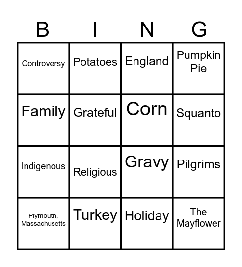 Thanksgiving Bingo Extravaganza Bingo Card