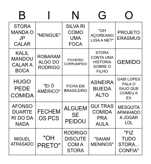 Bingo aula de AI Bingo Card